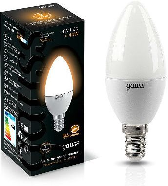 Лампа Gauss LED Свеча 4W 220V E14 2700K 350Lm