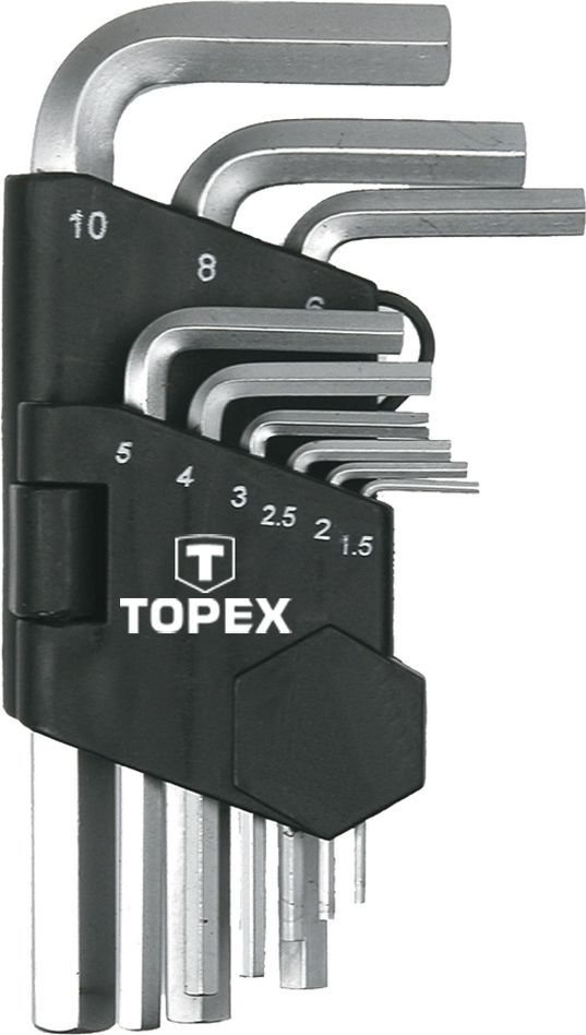 Ключи шестигранные, набор 9шт., короткие TOPEX