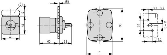 Переключатель щитовой T0-3-8048/E для амперметра (20А, 3-pol)