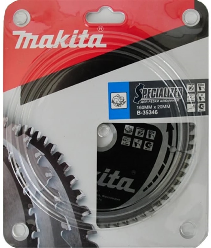 Пильный диск для алюминия, 160x20x1.8x60T Makita д/л точной и чистой распиловки цвет. металлов- алюм