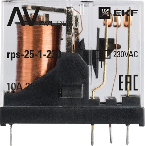 Реле промышленное РП slim 25/1 10A 230В AC AVERES