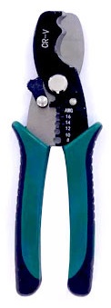 Кабелерез  с двухкомпонентными рукоятками с стопором и стриппером 8-16AWG (1,3-3,2мм),CR-V сталь, 18