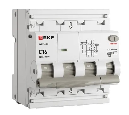 АВДТ-63N C16/3+N 30мА, тип АC, 6кА PROXIMA EKF