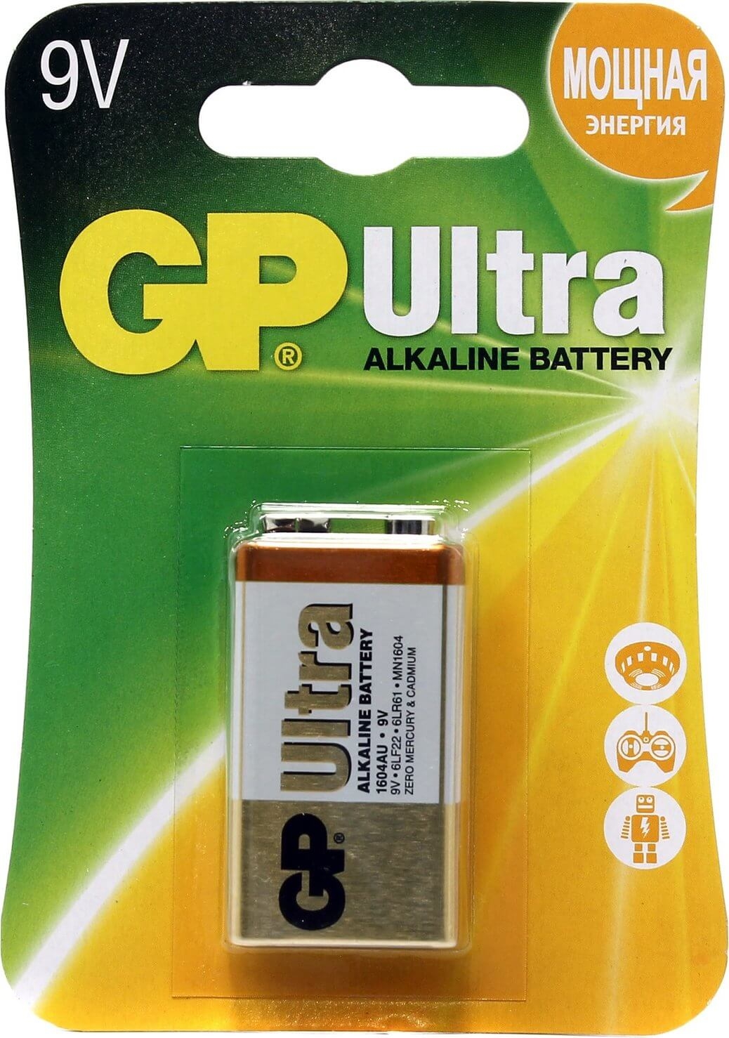 Элемент питания 6LR61 GP Ultra 1/card крона 9v