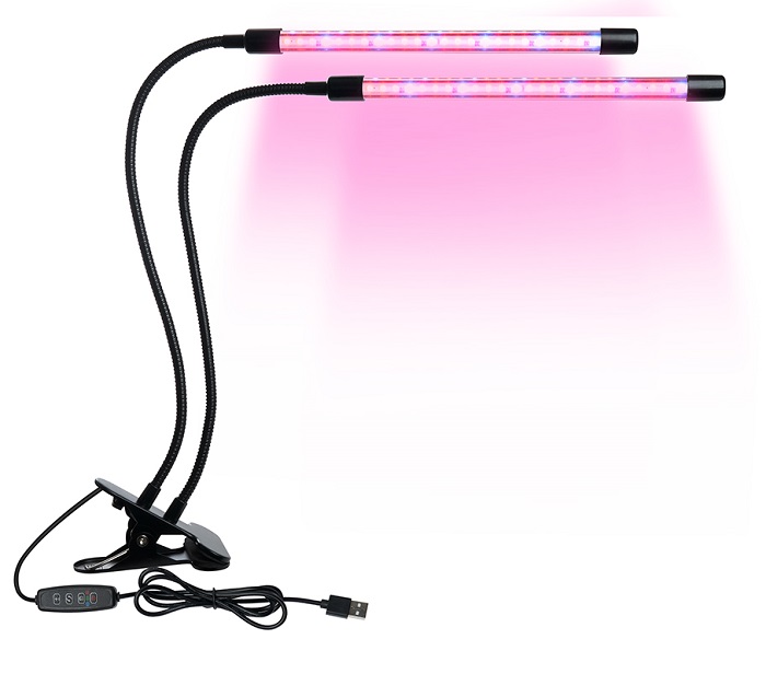 Светильник светодиодный для растений (фито) 4W, алюминий, пластик IP40, с выключателем, шнур USB DE7