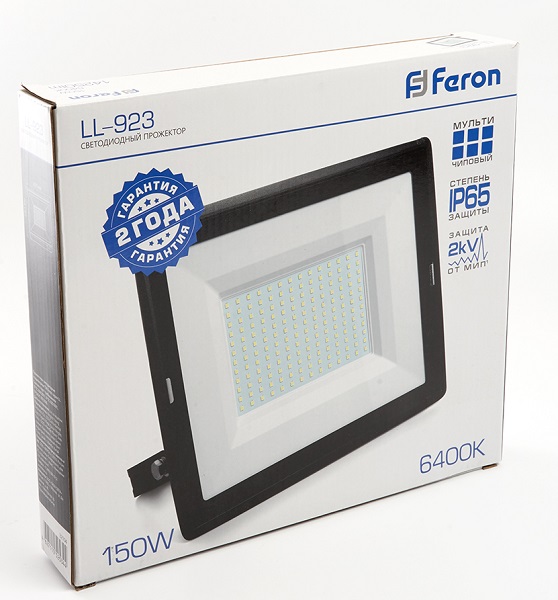 Прожектор LED LL-923 6400K 150W 14250Lm IP65 черный Feron