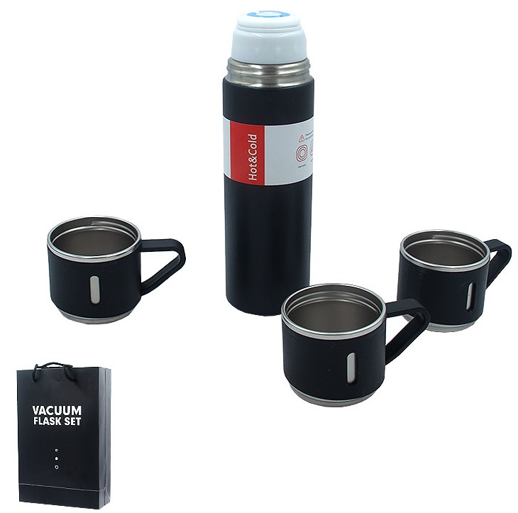 Термос 500 мл с набором кружек 3шт в подарочной упаковке VACUUM FLASK SET 1-24