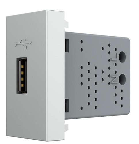 Розетка USB с блоком питания 2.1А 5В Livolo, цвет серый (механизм)