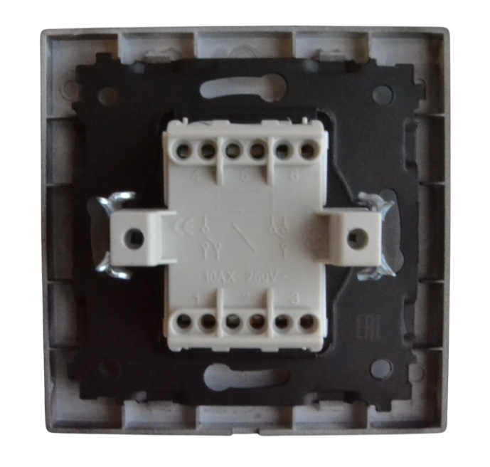 Выключатель проходной 2-кл. с подсветкой чёрный SD-P1008B "Standard" AWSproducts