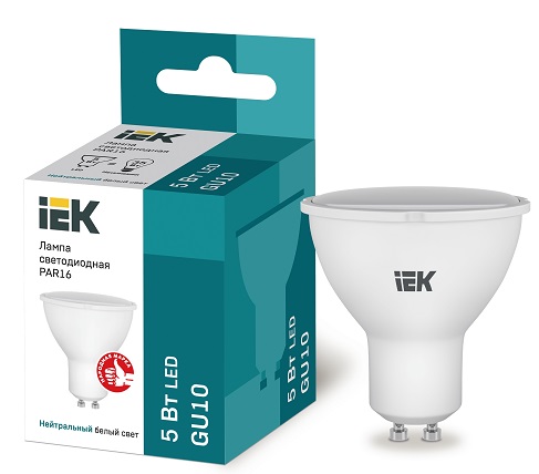 Лампа LED-PAR16 eco 5Вт 230В 4000К GU10 450Lm IEK