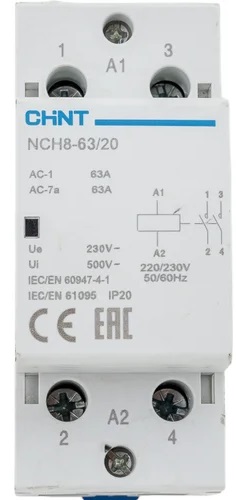 Контактор модульный NCH8-63/20 63А 2НО AC 220/230В 50Гц (R) CHINT 256093