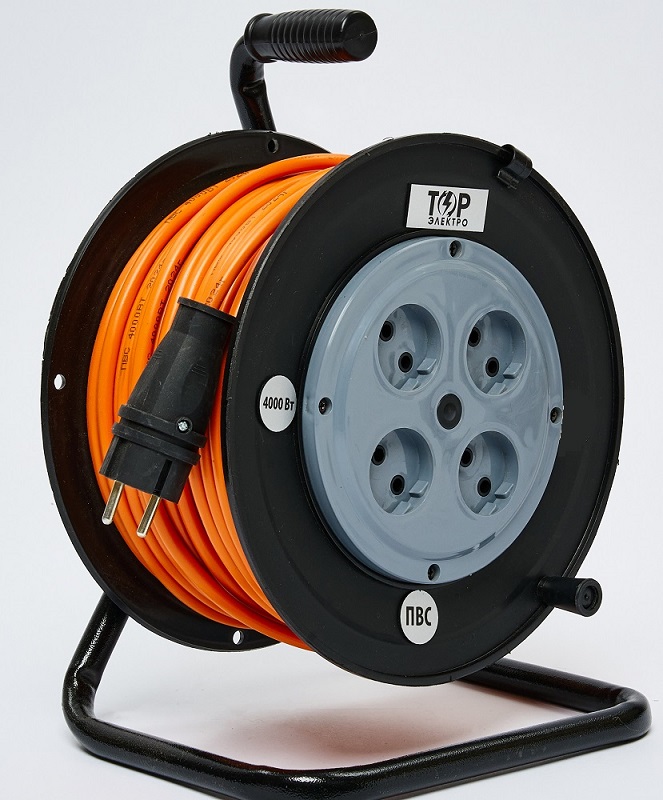 Удлинитель на катушке 4гн. 40м б/з ПВС ТОР