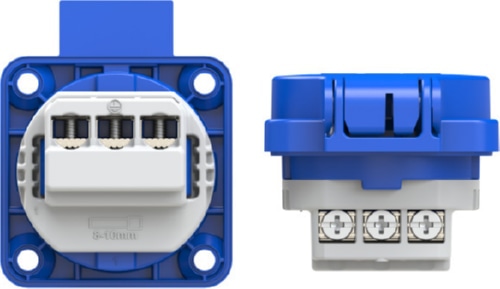 Розетка панельная 16А 3п (2Р+РЕ) IP44, 230В, синий PCE