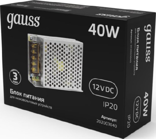 Блок питания LED STRIP PS  40W AC220V/DC12V IP20 GAUSS