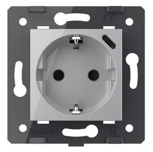 Розетка 1-я с/з USB (тип C, 3А) Серый Livolo