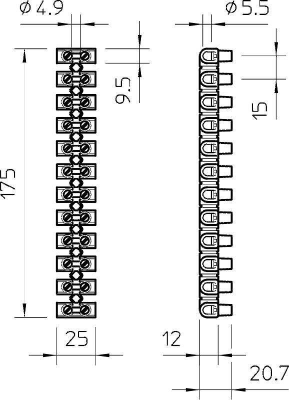 Клеммная колодка 12*16 (78 CE WS) (76А)