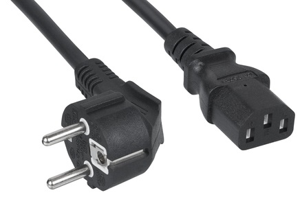 Кабель питания RIPO  1.2м, Schuko-C13 (3*0.5 mm2)  6A, черный, угловая вилка, с заземлением