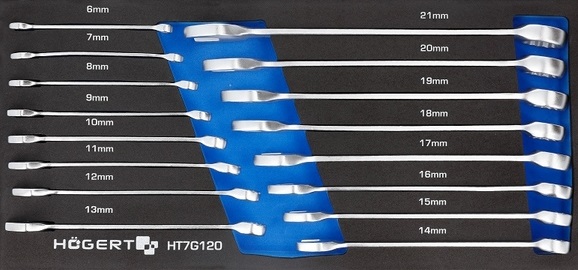 Набор комбинированных ключей 6-21 мм, 16 шт.,(в ложементе для инструментальной тележки ) HOEGERT
