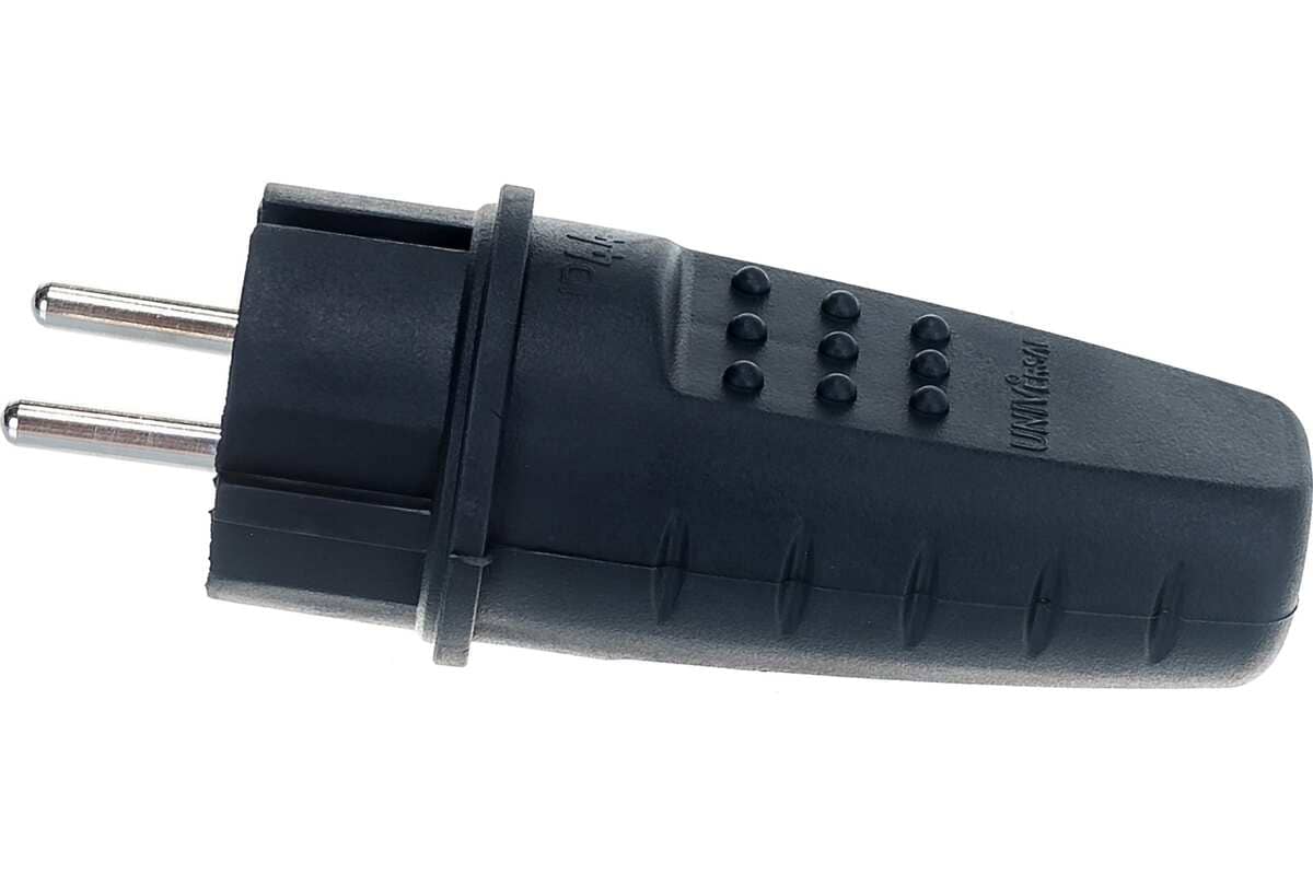 Вилка прямая однофазная ( каучук ) IP44 "UNIVERSAL" (602227)
