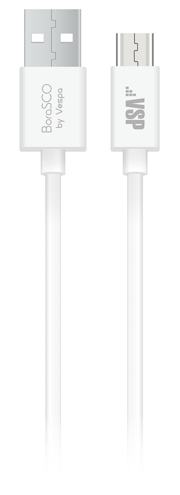 Дата-кабель USB-micro USB; 2А;1м; белый Borasco