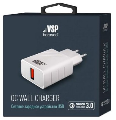 Сетевое зарядное устройство QC 3.0 белое Borasco (0101)