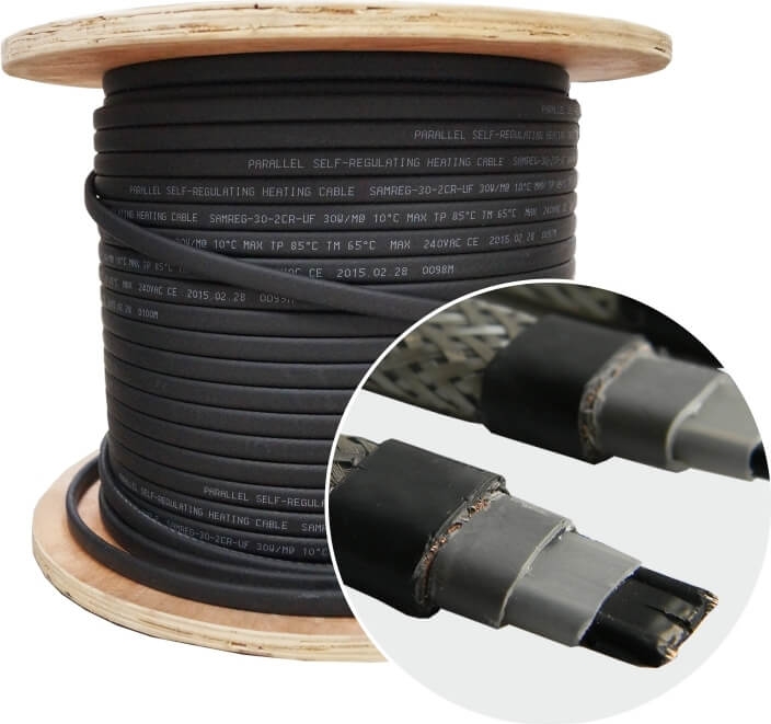 Саморег. кабель Samreg-30-2 CR-UF 30Вт/м (экранированный + UV защита)