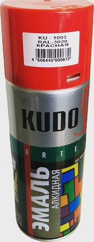Эмаль красная 520мл KUDO