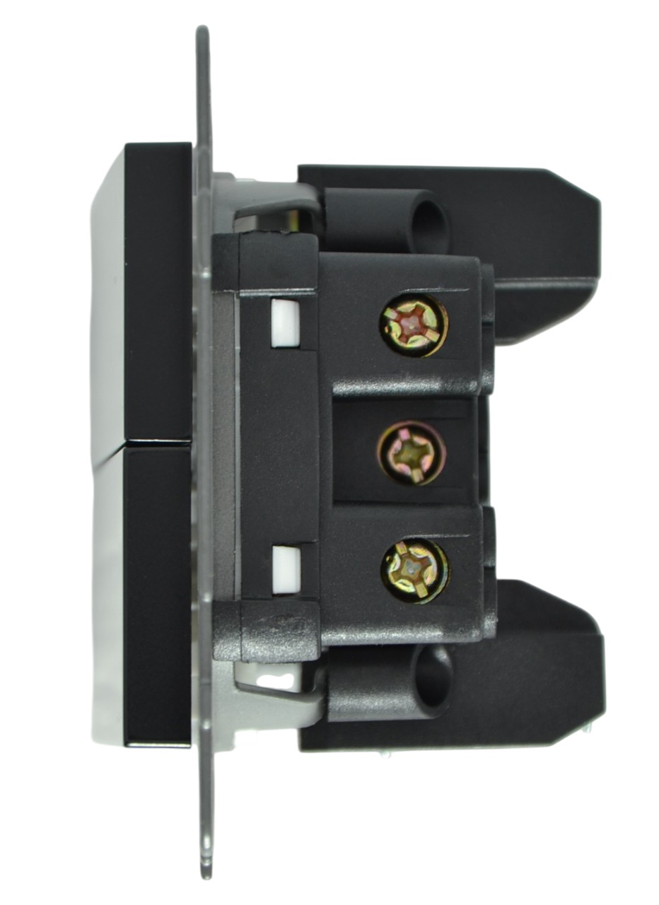 Выключатель проходной 2-кл. с подсветкой чёрный A-012B "Aura" AWSproducts