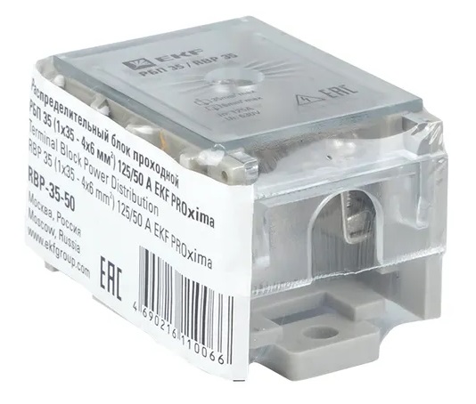 Распределительный блок проходной РБП 35 (1х35-4х6 мм2) 125/50А EKF PROxima