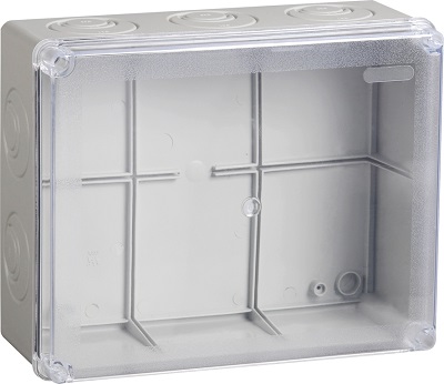 Коробка распред. о/п 240х195х165 IP55 СЕРАЯ 5 сальников прозр.крыш. КМ41278 IEK (4)