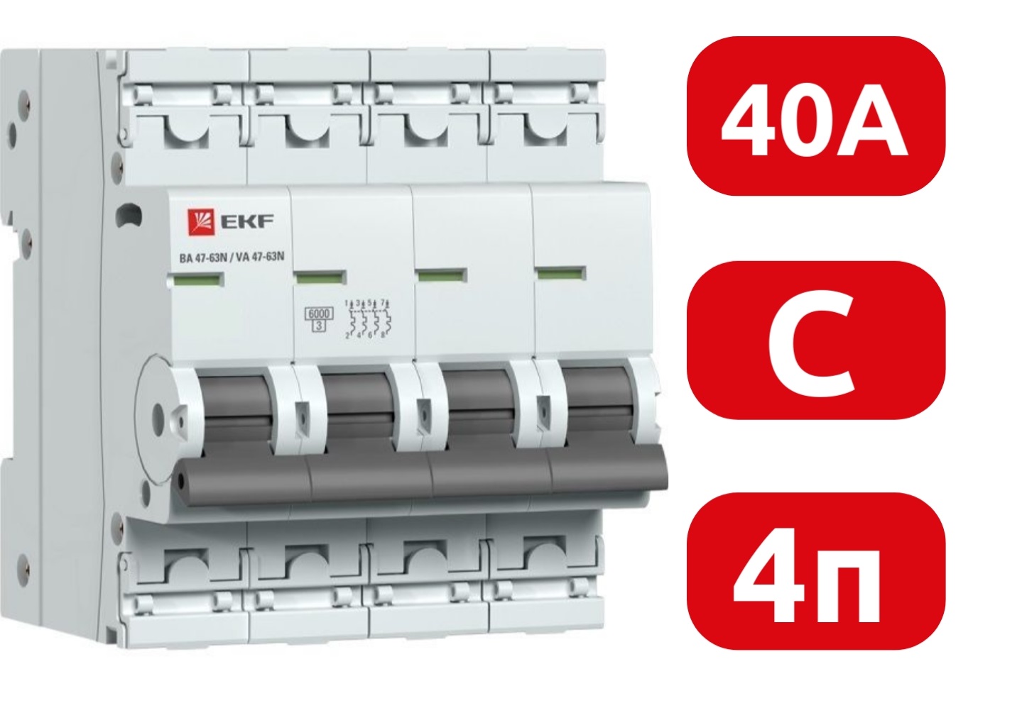 Автоматический выключатель ВА 47-63N C40/4 6кА Proxima EKF