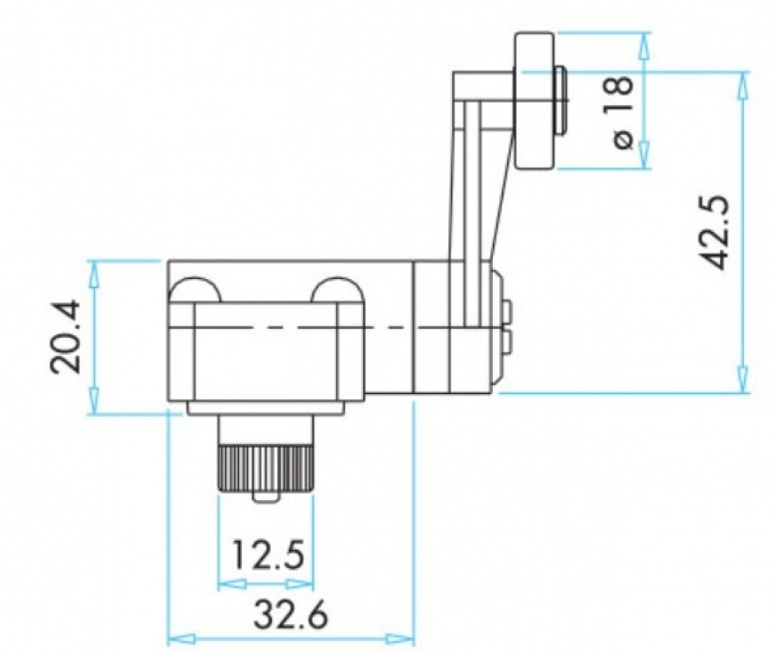 Выключатель концевой быстрого переключения угловой 2-х направленный с пластмассовой консолью и сталь