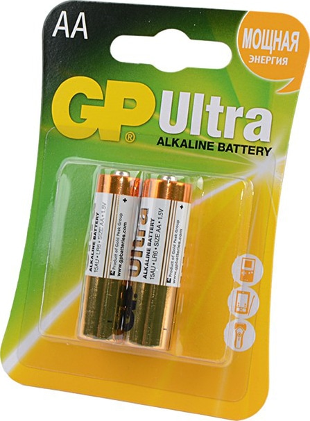 Элемент питания GP 15AU-CR2 Ultra Alkaline LR6,BL2, блистер 2 шт.