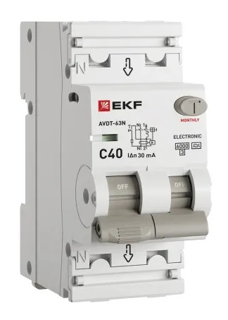 АВДТ-63N C40/1+N 30мА, тип А, 6кА PROXIMA EKF