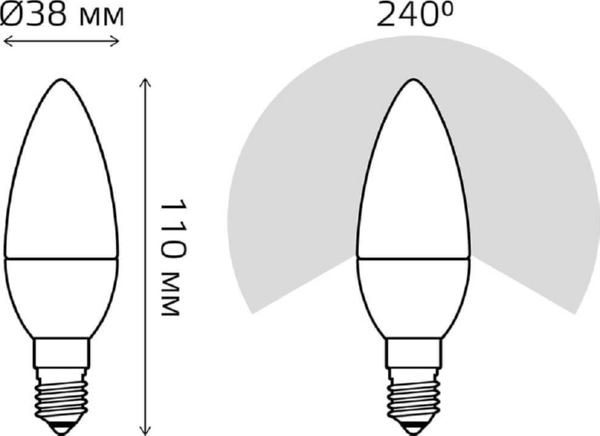 Лампа LED C35 E14 3000К 7Вт 560Лм DIMMER Gauss