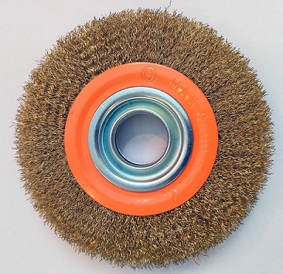 Кордщетка дисковая мягкая 150 мм (толщ. проволоки 0,3 мм) для точила с набором переходных колец Bohr