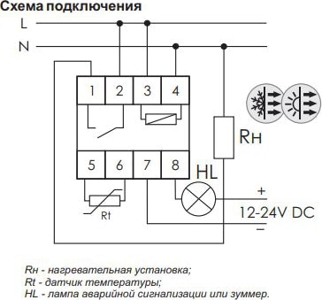 Реле температуры цифровое с датч. RT-820M (1NO*16А, -20...+130°С) F&F