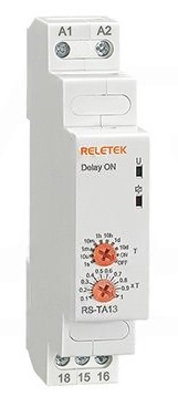 Реле времени RS-TA13, задержка на вкл. 1co, 8A, 24-240В AC/DC Reletek
