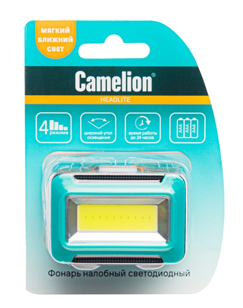 Фонарь Camelion LED5386 (налобн, черн.,1Вт COB LED, 3 реж, 3XAAA, пласт, короб)