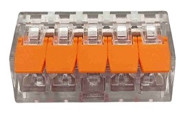 Клемма рычажковая 5 отверстий 0,2-4,0 32А SN-221415 (50шт) AWSPRODUCTS