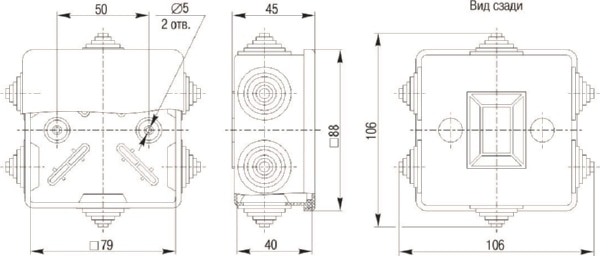 Коробка распред. о/п 85х85х40 IP44 СЕРАЯ 6 сальников КМ41235 IEK (60)