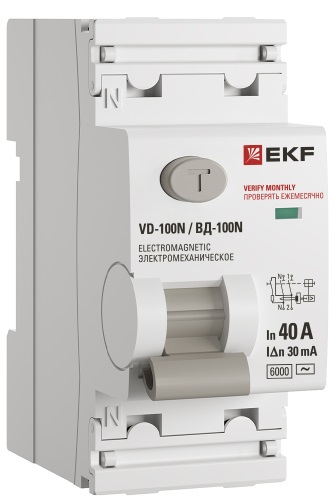 УЗО ВД-100N 40/2 30мА, тип AC, 6кА PROXIMA EKF