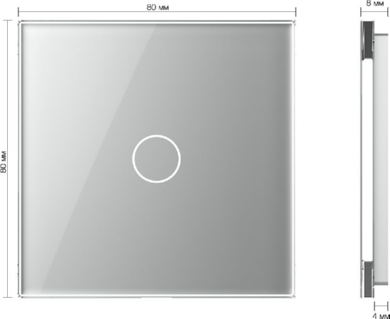 Панель 1кл сенсорного выключателя, цвет серый, стекло