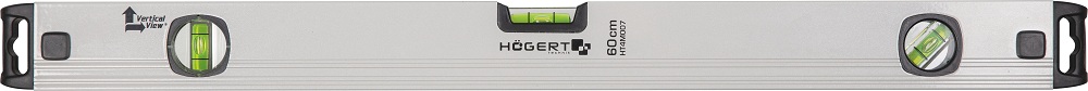 Уровень алюминиевый 40 см,  (3-х пузырьковый), вертикальный вид HOEGERT