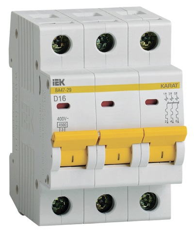Автоматический выключатель ВА47-29 D16/3 4,5кА IEK