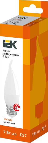 Лампа LED CB35 E27 3000К 7Вт 630Lm на ветру IEK