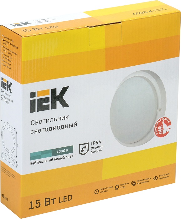 Светильник LED ЖКХ ДПО 4003 15W 1000Lm 4000K IP54 круг IEK