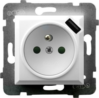 Розетка одинарная штырь + USB GP-1UZPUSB/m/00 (2186)