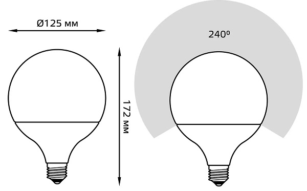 Лампа LED G125 E27 4100К 22Вт 1840Лм Gauss
