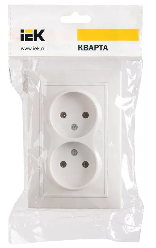 Розетка 2-я б/з белая Кварта IEK